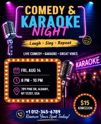 Comedy and Karaoke Night Event Flyer Template