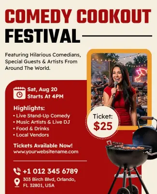 Comedy Cookout Festival Event Flyer Template