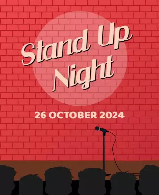 Comedy Themed Red Brick Stand Up Night Poster Template