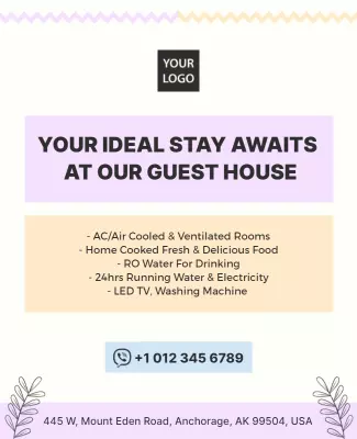 Comfortable Guest House Accommodation Flyer Template