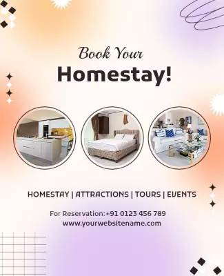 Comfortable Homestay Booking and Events Flyer Template