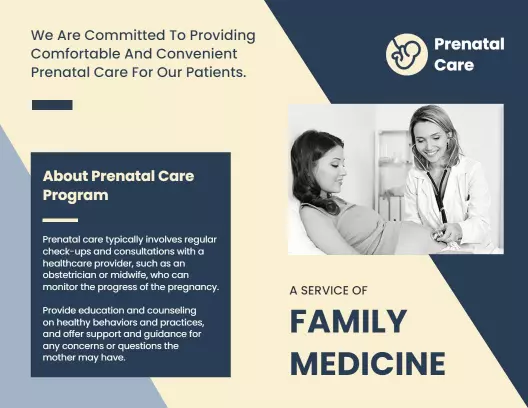 Comfortable Prenatal Care Family Medicine Service Brochure Template