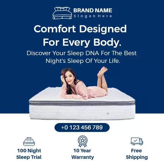 Comfortable Sleep Mattress Promotion with Free Shipping Ad Template