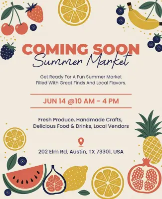 Coming Soon Summer Market Flyer Template