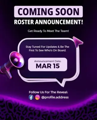 Coming Soon Team Roster Announcement Event Flyer Template