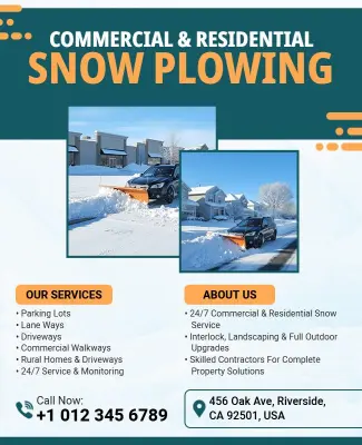 Commercial and Residential Snow Plowing Services Flyer Template