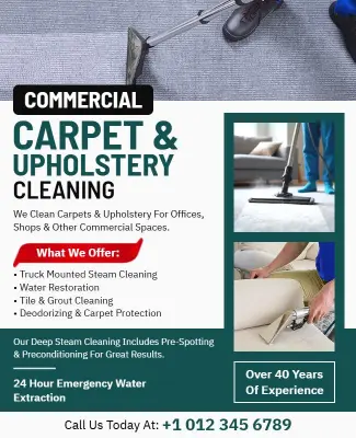 Commercial Carpet and Upholstery Cleaning Services Flyer Template