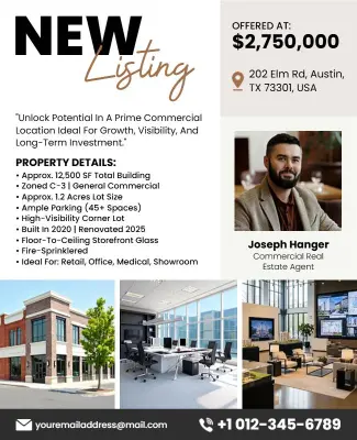 Commercial Real Estate Listing Flyer Template