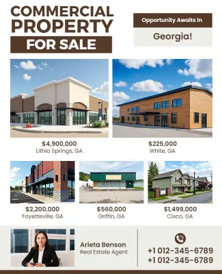 Commercial Real Estate Property Listings for Sale Flyer Template