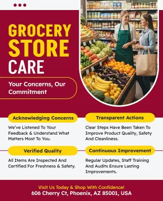 Commitment to Customer Satisfaction Grocery Store Flyer Template