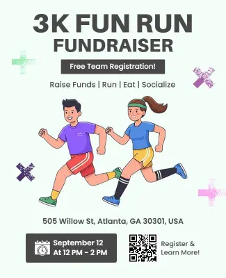 Community 3k Fun Run Fundraiser Poster Template