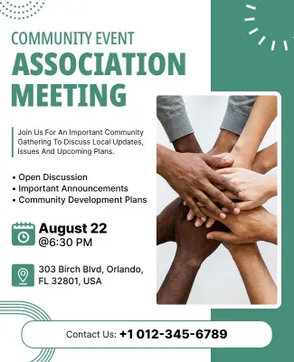 Community Association Meeting Event Flyer Template