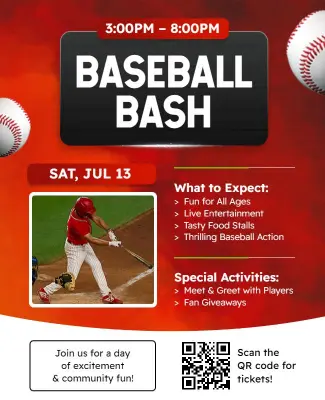 Community Baseball Bash Event Flyer Template