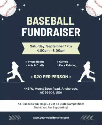 Community Baseball Fundraiser Event Flyer Template