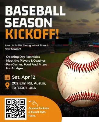 Community Baseball Season Kickoff Celebration Flyer Template