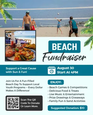Community Beach Fundraiser Event Flyer Template