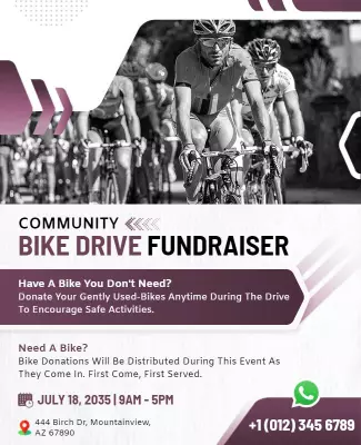 Community Bike Drive Fundraiser Flyer Template