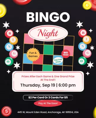 Community Bingo Night Event Flyer Template