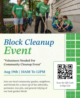 Community Block Cleanup Volunteer Event Flyer Template