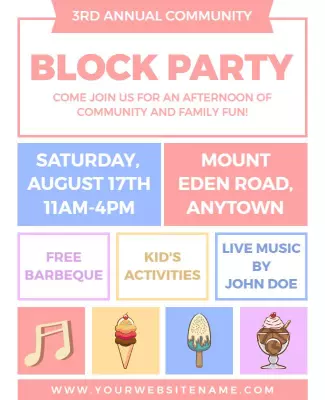 Community Block Party Event Flyer Template