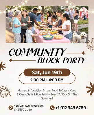 Community Block Party Event Poster Template