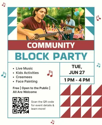 Community Block Party with Live Music Flyer Template