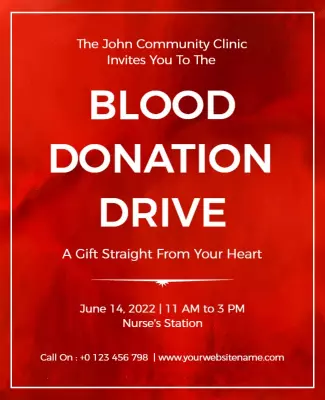 Bold Red Heartfelt Blood Donation Drive Flyer Template