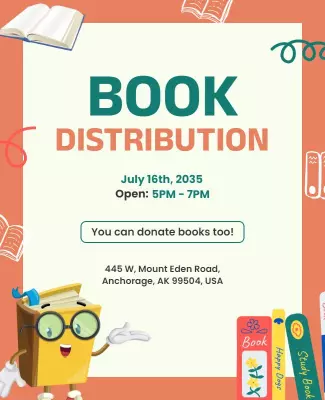 Community Book Distribution Event Flyer Template
