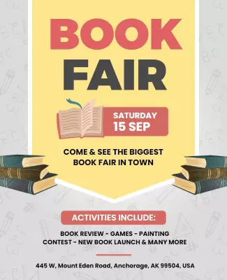 Colorful Educational Book Fair Event Flyer Template