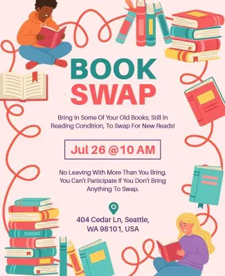 Community Book Swap Event Poster Template