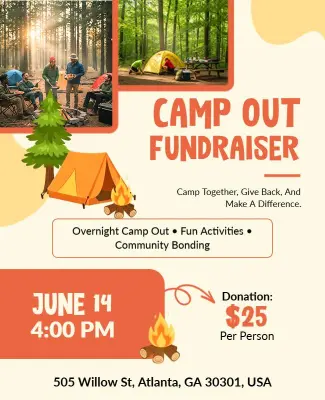 Community Camp Out Fundraiser Event Flyer Template