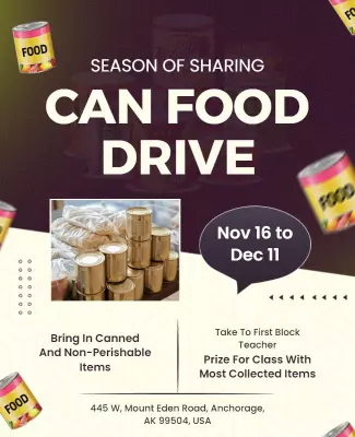 Community Can Food Drive Event Flyer Template
