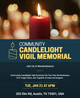 Community Candlelight Vigil Memorial Event Flyer Template