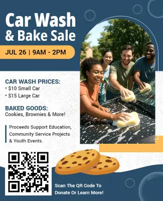 Community Car Wash and Bake Sale Flyer Template