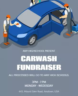 Community Car Wash Fundraiser Event Poster Template