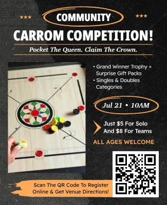 Community Carrom Competition Event Flyer Template