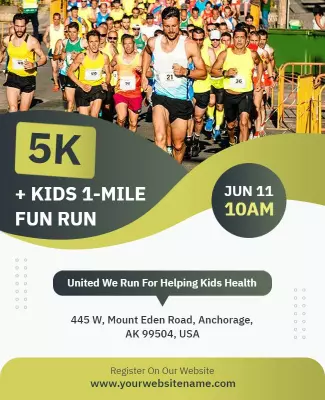 Community Charity 5k and Kids Fun Run Flyer Template
