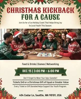 Community Christmas Kickback Celebration Flyer Template