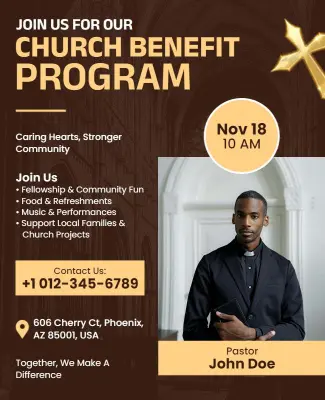 Community Church Benefit Program Flyer Template