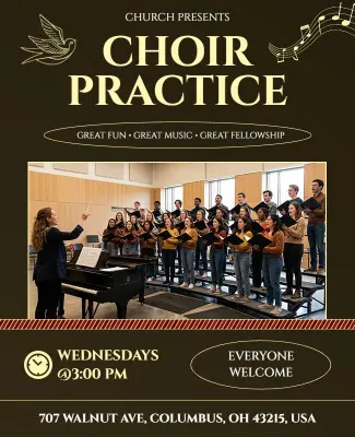 Community Church Choir Practice Flyer Template