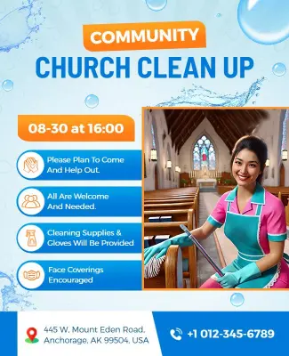 Community Church Clean up Event Flyer Template