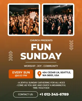 Community Church Fun Sunday Gathering Flyer Template