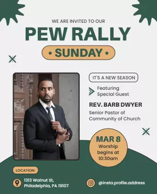 Community Church Pew Rally Event Flyer Template