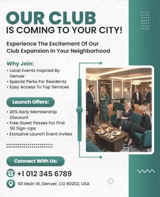 Community Club Launch Invitation Flyer Template