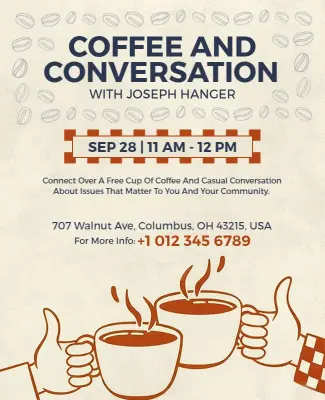 Community Coffee and Conversation Gathering Flyer Template