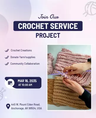 Community Crochet Service Project Flyer Template