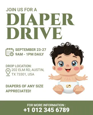 Community Diaper Drive Donation Flyer Template