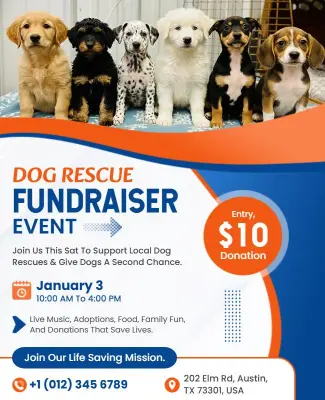 Community Dog Rescue Fundraiser Flyer Template