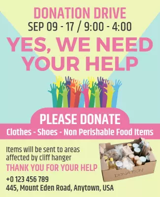 Community Donation Drive Assistance Flyer Template