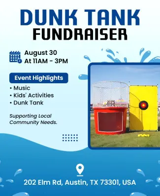 Community Dunk Tank Fundraiser Event Flyer Template